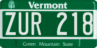 VT license plate ZUR218