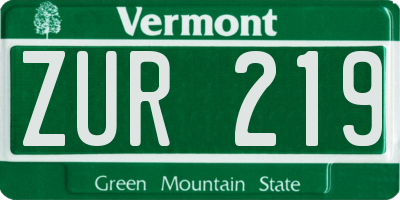 VT license plate ZUR219