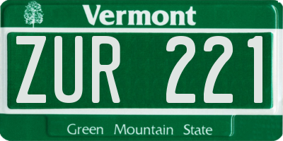 VT license plate ZUR221