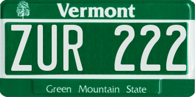 VT license plate ZUR222