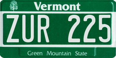 VT license plate ZUR225