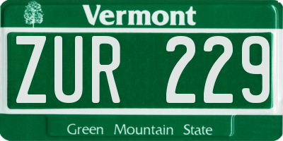 VT license plate ZUR229