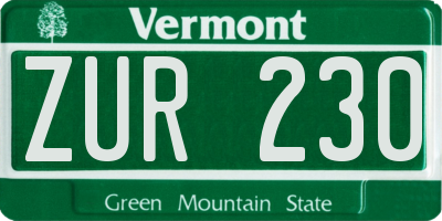 VT license plate ZUR230