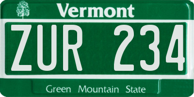 VT license plate ZUR234
