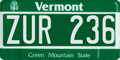 VT license plate ZUR236