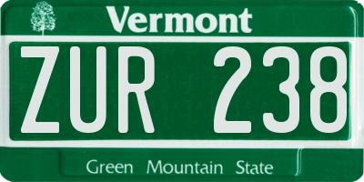 VT license plate ZUR238