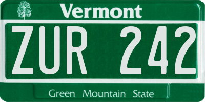 VT license plate ZUR242