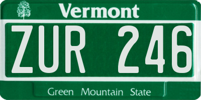 VT license plate ZUR246