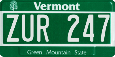 VT license plate ZUR247