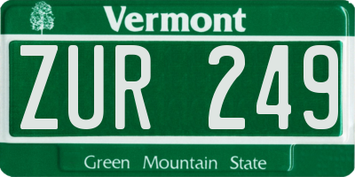 VT license plate ZUR249