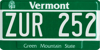 VT license plate ZUR252