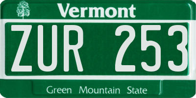 VT license plate ZUR253