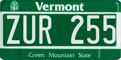 VT license plate ZUR255