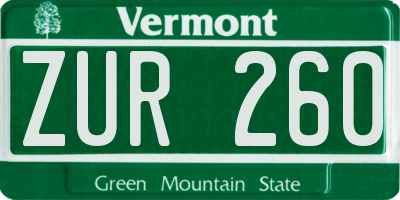 VT license plate ZUR260