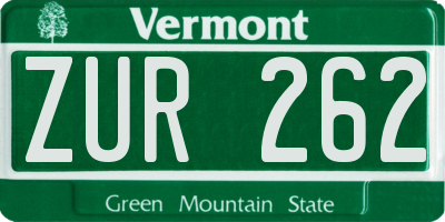 VT license plate ZUR262