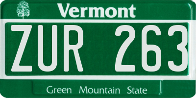 VT license plate ZUR263