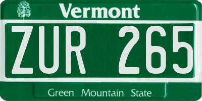 VT license plate ZUR265