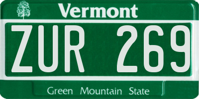 VT license plate ZUR269