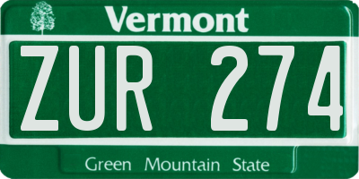 VT license plate ZUR274