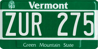 VT license plate ZUR275