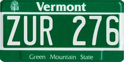 VT license plate ZUR276