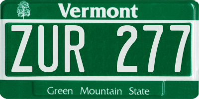 VT license plate ZUR277