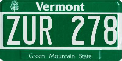 VT license plate ZUR278