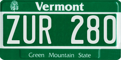 VT license plate ZUR280