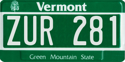 VT license plate ZUR281