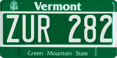 VT license plate ZUR282