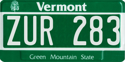 VT license plate ZUR283