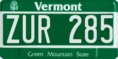 VT license plate ZUR285