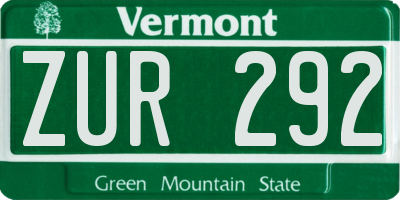 VT license plate ZUR292