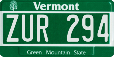 VT license plate ZUR294