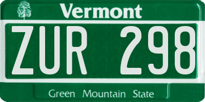 VT license plate ZUR298