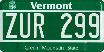 VT license plate ZUR299