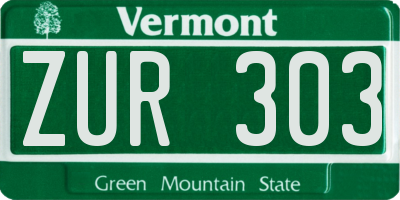 VT license plate ZUR303