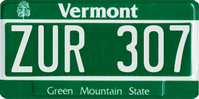VT license plate ZUR307