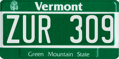 VT license plate ZUR309