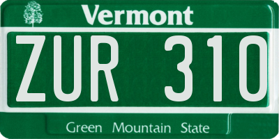 VT license plate ZUR310