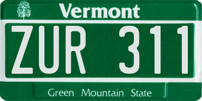 VT license plate ZUR311