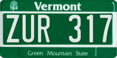VT license plate ZUR317