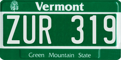 VT license plate ZUR319