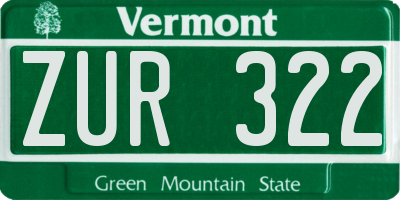VT license plate ZUR322