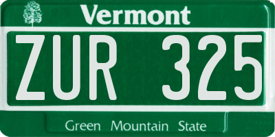 VT license plate ZUR325