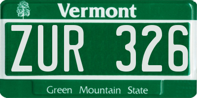 VT license plate ZUR326
