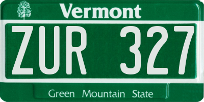 VT license plate ZUR327
