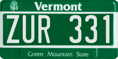 VT license plate ZUR331