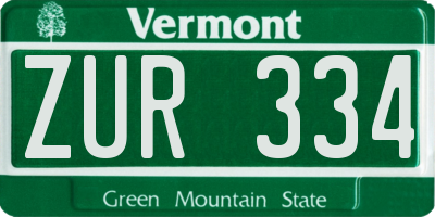 VT license plate ZUR334