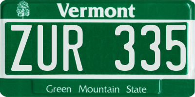 VT license plate ZUR335